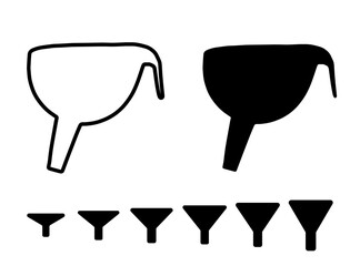 Plastic Funnel Icon, Kitchen Utensil Symbol, Equipment, Funneling Silhouette, Black Funnel Sign