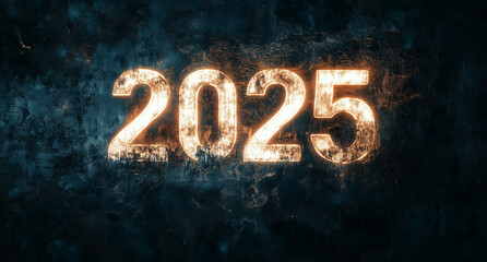 2025 glowing happy new year creative abstract background. Generative AI