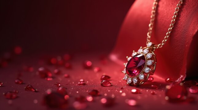 Elegant 3D Ruby Necklace Concept
