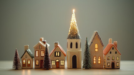 Obraz premium Christmas Village with Lights