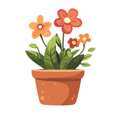 Natural Flower Pot Cartoon Decoration Vector Illustration for Ornaments