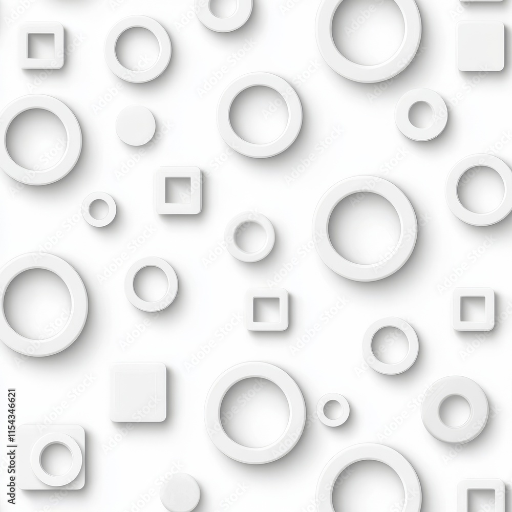 Aufkleber a contemporary light gray backdrop with a seamless pattern of circles and squares.