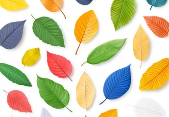 Numerous see-through outlines of skeletal leaves against a backdrop of blue, violet, lilac, and pink hues. A floral design featuring exquisite leaves in a nature macro shot.