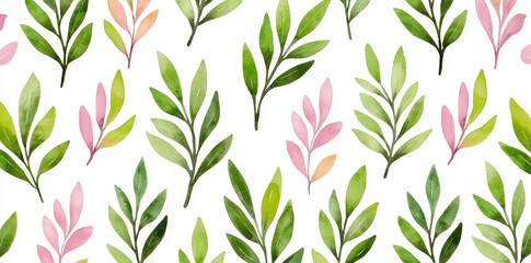 A watercolor abstract backdrop with drops, showcasing an elegant seamless floral pattern.