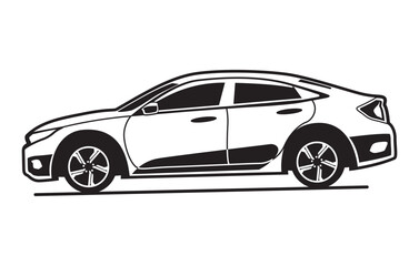 
Abstract Classic vintage sports car silhouette vector 
illustration in black and white drawing style on a 
white background,coloring book.