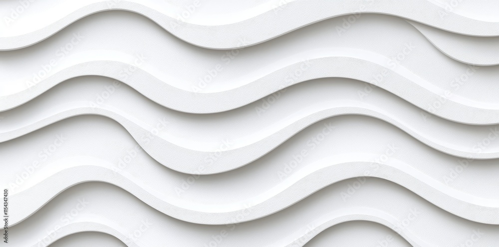 Poster a 3d illustration of a white seamless pattern featuring waves with light and shadow, designed for a 