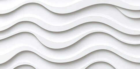 A 3D illustration of a white seamless pattern featuring waves with light and shadow, designed for a wall decorative panel.