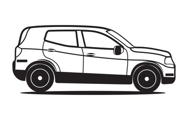 Fototapeta premium Abstract Classic vintage sports car silhouette vector illustration in black and white drawing style on a white background,coloring book.