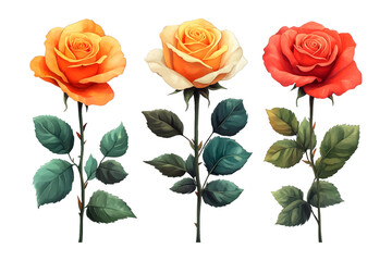 Obraz premium Watercolor Roses Set. Watercolor roses