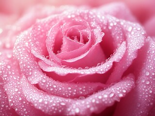 Pink Rose Petals Covered in Dew Drops