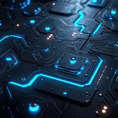 Fototapeta premium A close up of a circuit board with blue lights