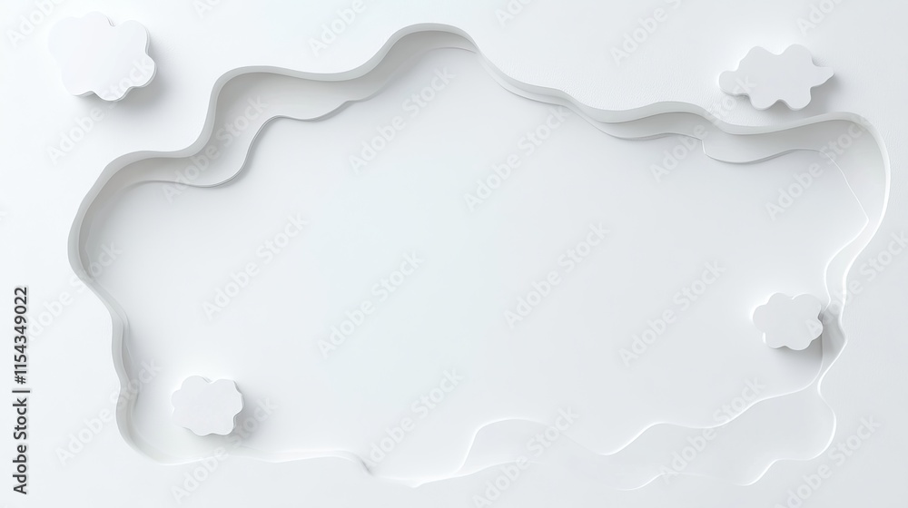 Poster a chic white abstract geometric pattern background featuring wave and curve designs.