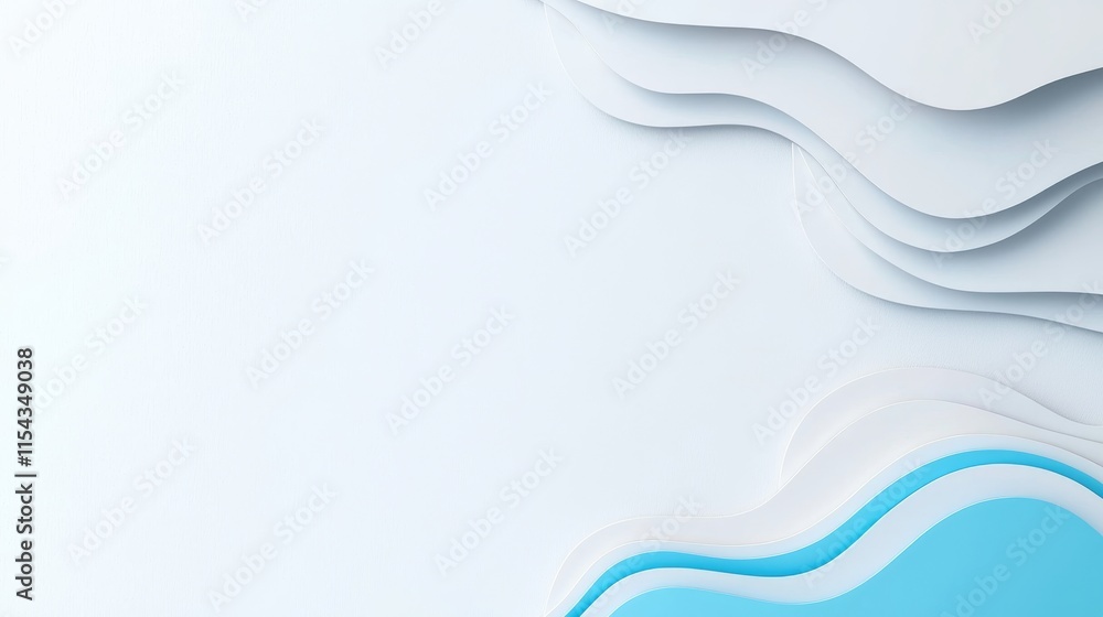 Aufkleber an elegant white background with abstract geometric patterns, including waves and curves.