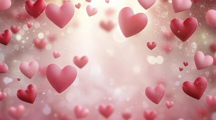 Obraz premium Falling hearts, romantic background