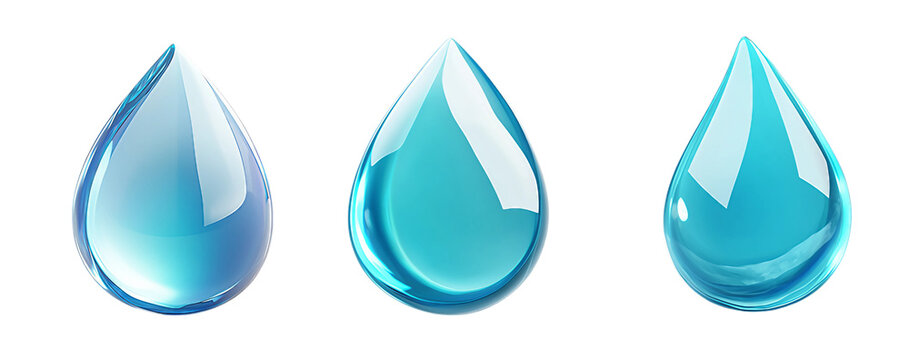 3D Icon of drop water , cartoon style isolated on a transparent background, designed as a game art asset. Simple yet detailed design, vibrant colors, and isometric view
