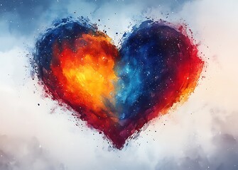 Fototapeta premium A Heart Shaped of Fire and Ice