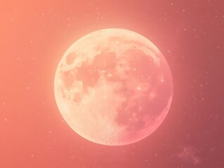 Obraz premium Stunning Pink Moon Photo: Night Sky Close-Up. AI Generated