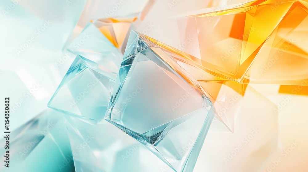 Leinwandbilder Abstract 3D composition featuring translucent geometric shapes in vibrant colors creating a visual depth effect. Generative AI