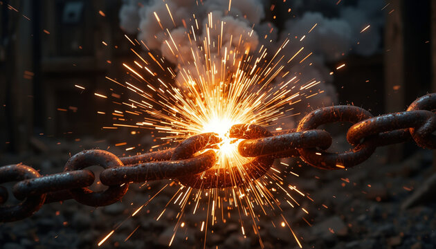 Chain Breaking Under Pressure: Sparks, Heat, and Explosive Force in a Dynamic Destruction Scene