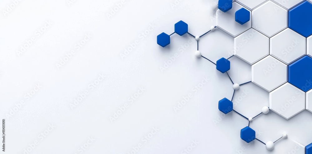 Poster a geometric design element with an abstract background composed of hexagons.