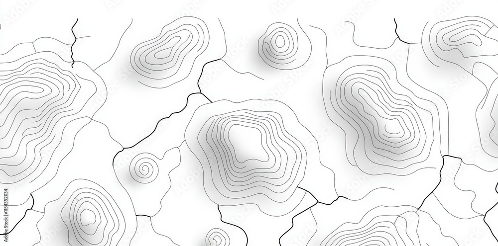 Poster topographic map with geometric striped line grid and contour lines. seamless pattern featuring lines