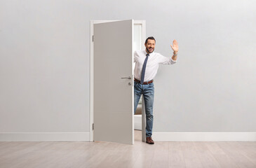 Man opening an apartment door © Ljupco Smokovski