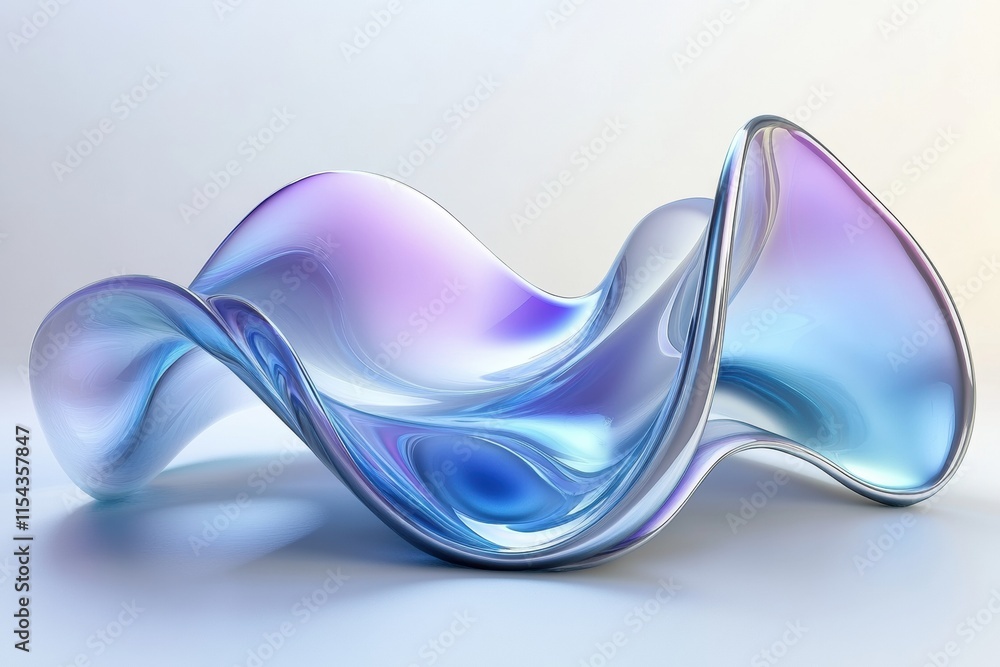 Poster Colorful undulating abstract 3D form displaying fluid shapes and smooth surfaces in captivating hues. Generative AI