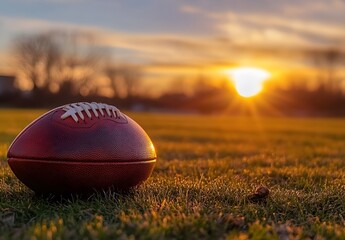 a football lies on the grass