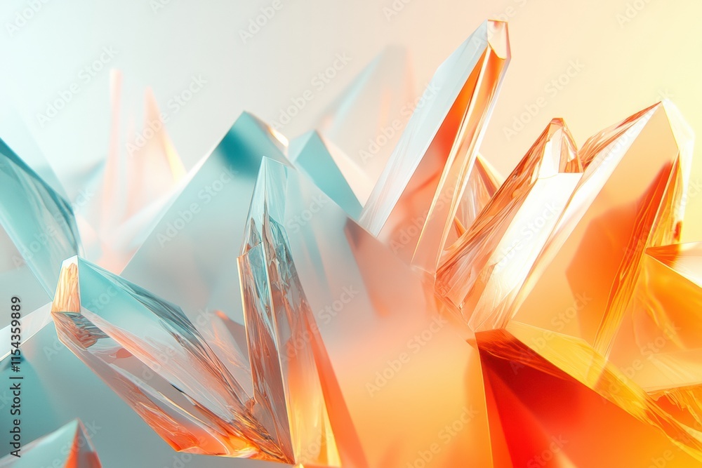 Poster abstract 3d structures create a captivating interplay of colors and forms resembling crystalline for