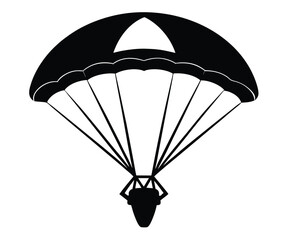 Silhouette Parachute Descent Black Vector Graphic