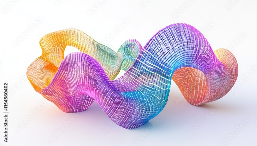 Poster abstract colorful 3d mesh wave form.