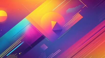 vivid rainbow-colored geometric shapes, dynamic and artistic composition, sharp and detailed textures, vibrant and creative atmosphere, futuristic style