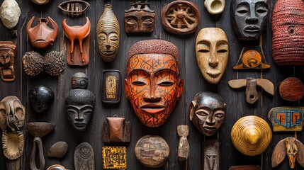 Collection of traditional wooden masks