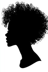 Silhouette of a woman with curly hair