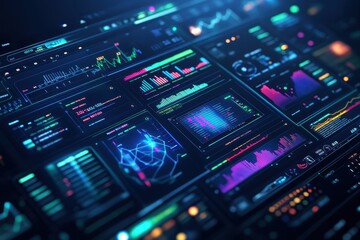 Obraz premium A digital dashboard displaying various data visualizations and analytics.