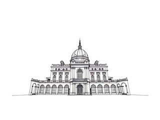 Obraz premium Elegant Grand Building Line Drawing Illustration. AI Generated