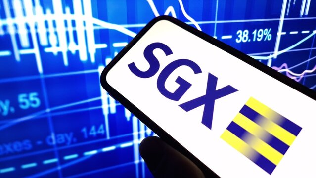 Konskie, Poland - December 24, 2024: Singapore Exchange company logo displayed on mobile phone