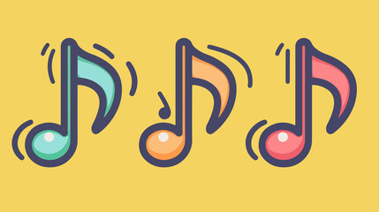 Music Note Icon Set Flat Vector Illustration