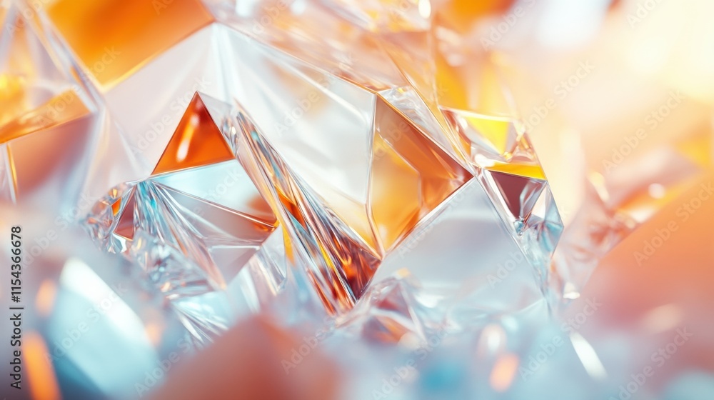 Aufkleber exploring the beauty of abstract 3d shapes with vibrant colors and crystal like textures. generative