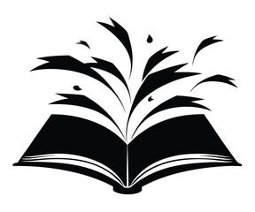 Open Book Silhouette, Pages Fluttering