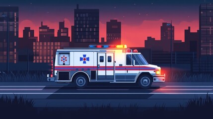 Obraz premium Urban Emergency Vehicle in Harsh Light Background