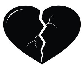 Broken Heart Silhouette, Crack, EPS Vector