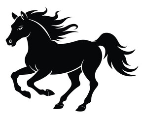 Galloping Horse Silhouette, Black, Vector EPS