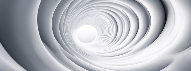 Obraz premium Abstract grayscale spiral tunnel leading to a bright light.
