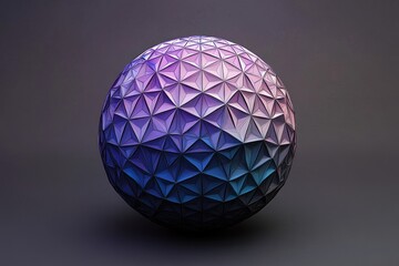 Abstract iridescent sphere with geometric facets.