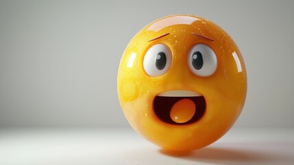 3D emoji close-up with a slight angle view, emphasizing realistic details and shading on a white surface