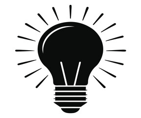 Black Silhouette Light Bulb Idea Icon