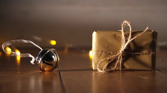 Gift wrapped in brown paper and string