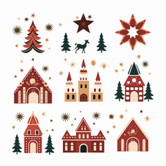 Festive Christmas Icons Vector Illustration for Greeting Cards & Decorations