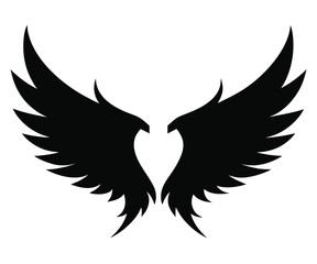 Naklejka premium Black Silhouette Wings Spread Wide Image